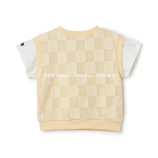 Japanese children's clothing pe#main fake two-piece checkered top 80-130cm boys' summer TOPS
