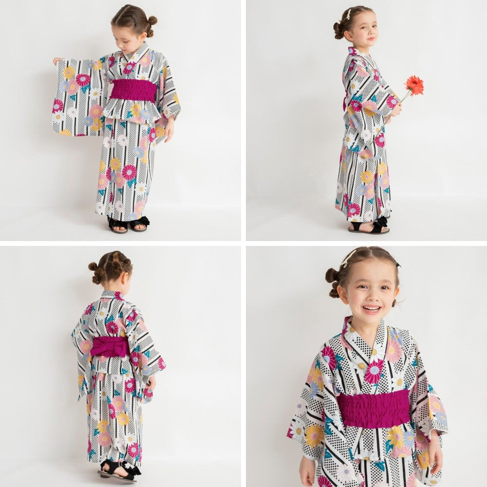 Japanese Children's Clothing Branches 2Way Yukata Japanese Kimono 90-120cm Girls Summer Dresses Japanese Summer Festival Special