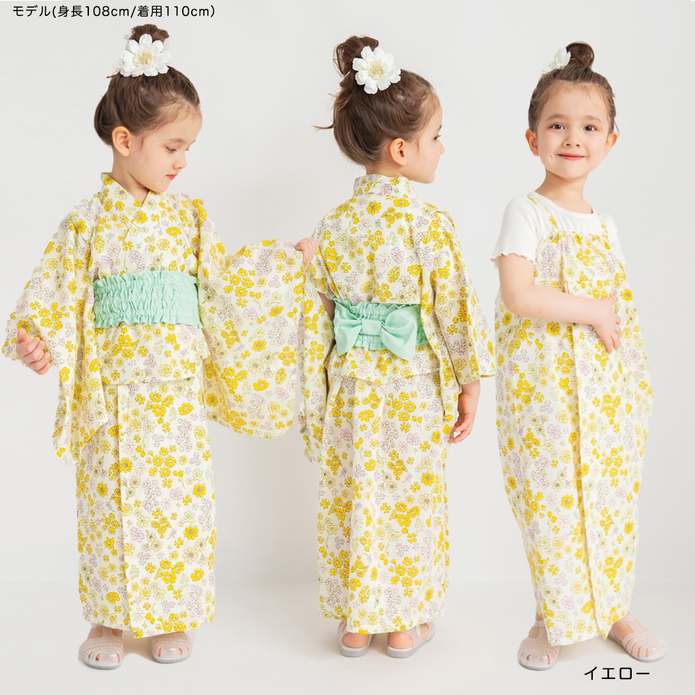 Japanese Children's Clothing Branches 2Way Yukata Japanese Kimono 90-120cm Girls Summer Dresses Japanese Summer Festival Special