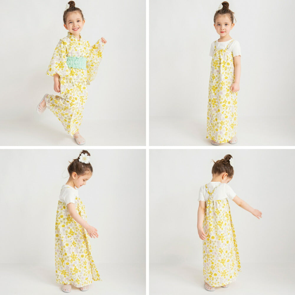 Japanese Children's Clothing Branches 2Way Yukata Japanese Kimono 90-120cm Girls Summer Dresses Japanese Summer Festival Special