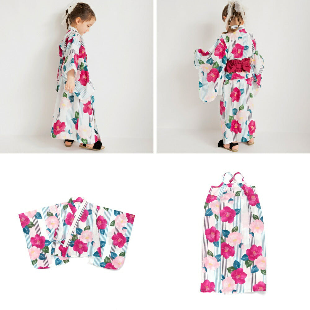 Japanese Children's Clothing Branches 2Way Yukata Japanese Kimono 90-120cm Girls Summer Dresses Japanese Summer Festival Special
