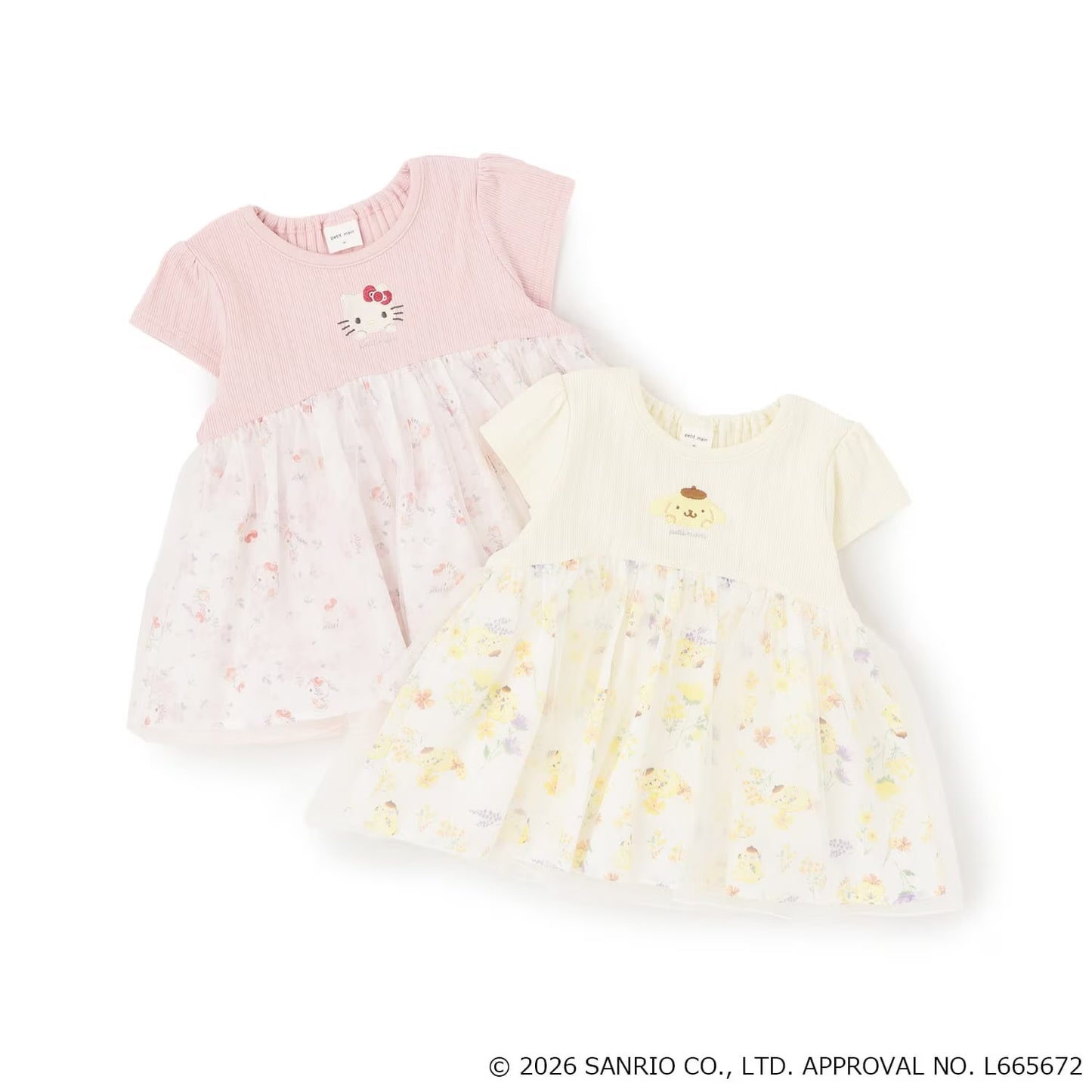 日本童裝 pe#main x 【Sanrio】刺繡拼紗上衣 80-130cm 女童款 夏季 TOPS