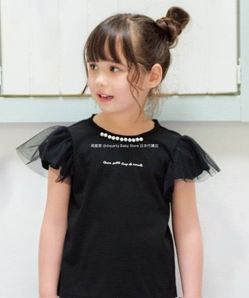 Japanese children's clothing aF#a325 mesh sleeve top 100-160cm girls summer TOPS