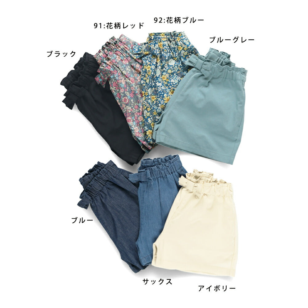 Japanese children's clothing Branches bow belt shorts 90-150cm girls spring and summer PANTS