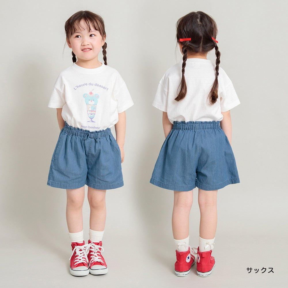 Japanese children's clothing Branches bow belt shorts 90-150cm girls spring and summer PANTS