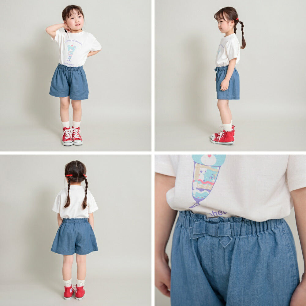 Japanese children's clothing Branches bow belt shorts 90-150cm girls spring and summer PANTS