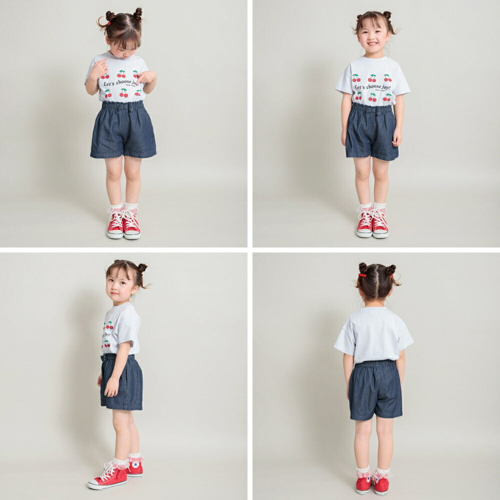 Japanese children's clothing Branches bow belt shorts 90-150cm girls spring and summer PANTS