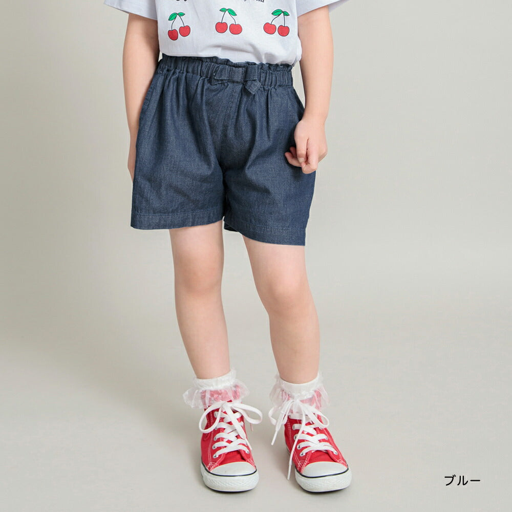 Japanese children's clothing Branches bow belt shorts 90-150cm girls spring and summer PANTS