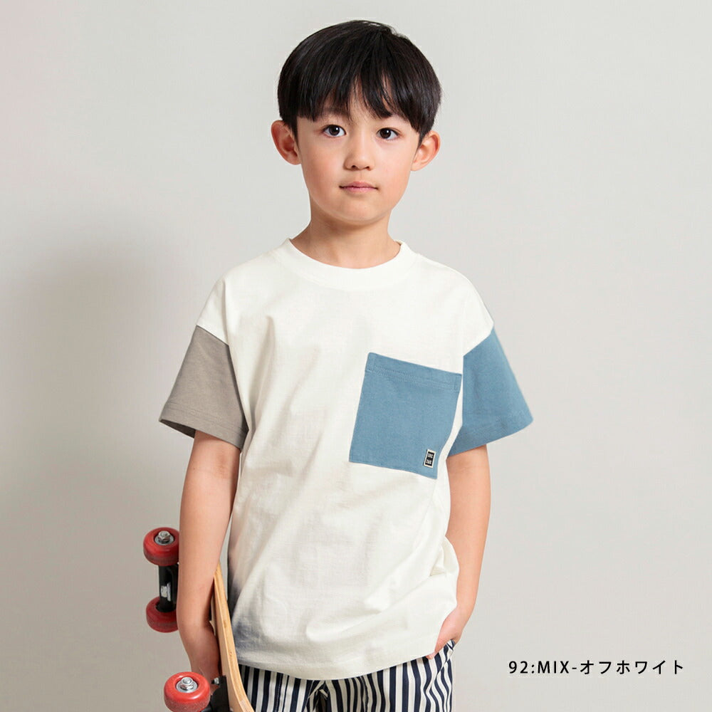 Japanese children's clothing Branches pocket short-sleeved T-shirt 90-160cm boys' spring and summer TOPS