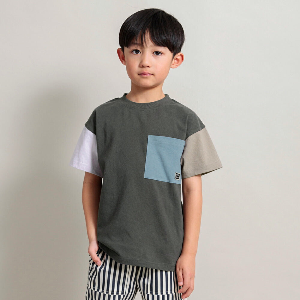 Japanese children's clothing Branches pocket short-sleeved T-shirt 90-160cm boys' spring and summer TOPS