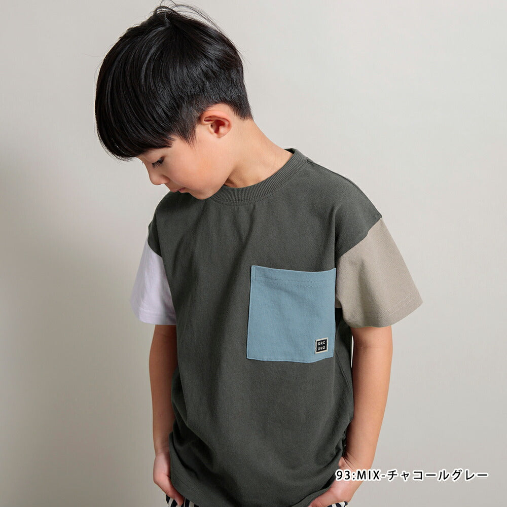 Japanese children's clothing Branches pocket short-sleeved T-shirt 90-160cm boys' spring and summer TOPS