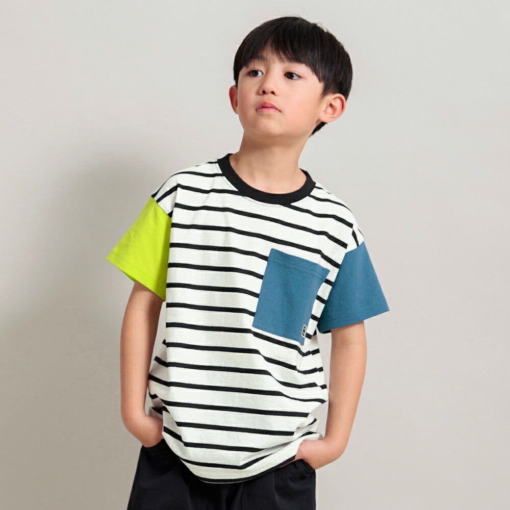 Japanese children's clothing Branches pocket short-sleeved T-shirt 90-160cm boys' spring and summer TOPS
