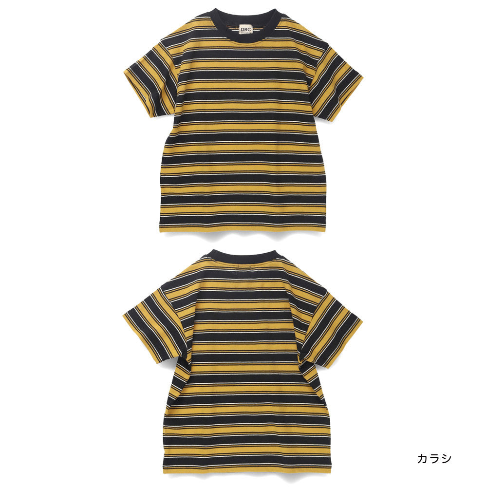 Japanese Branches Striped Short-Sleeved Tops (100-150cm) for Boys (Summer)
