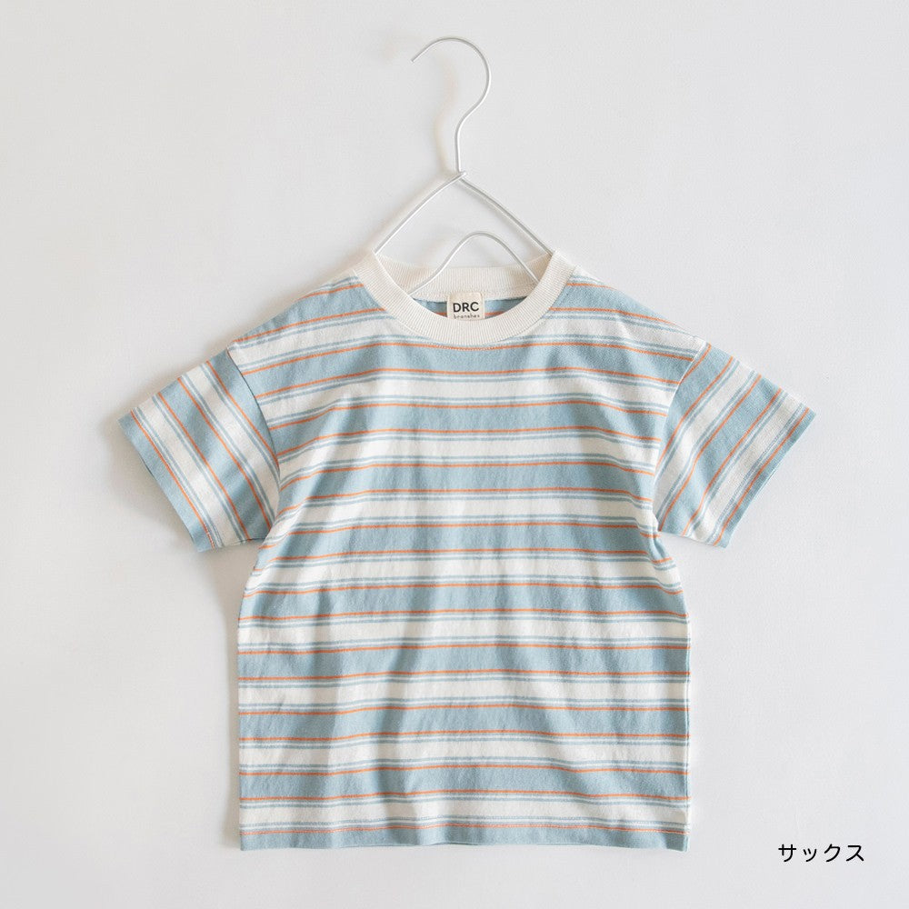Japanese Branches Striped Short-Sleeved Tops (100-150cm) for Boys (Summer)