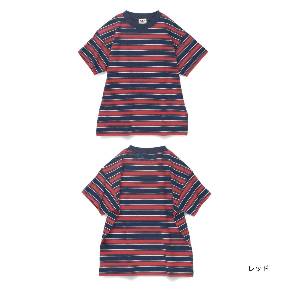 Japanese Branches Striped Short-Sleeved Tops (100-150cm) for Boys (Summer)