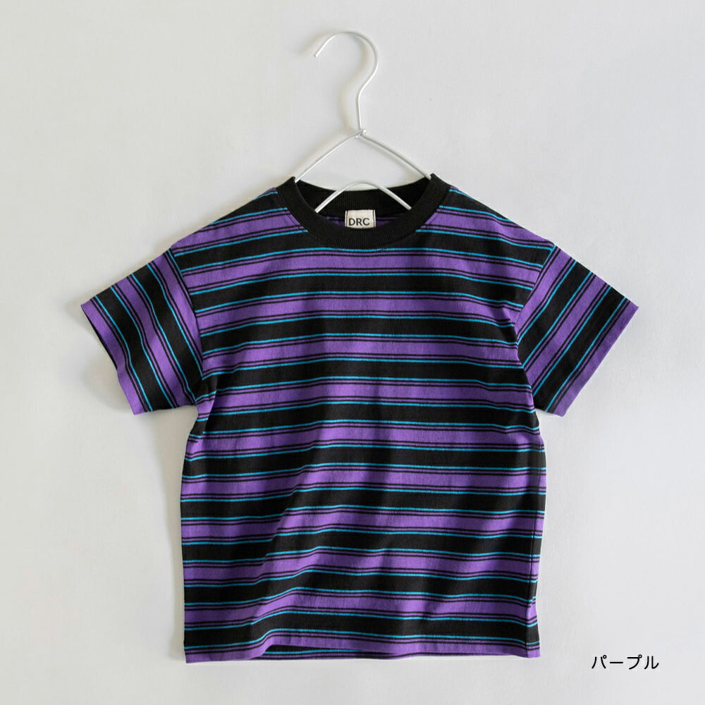 Japanese Branches Striped Short-Sleeved Tops (100-150cm) for Boys (Summer)