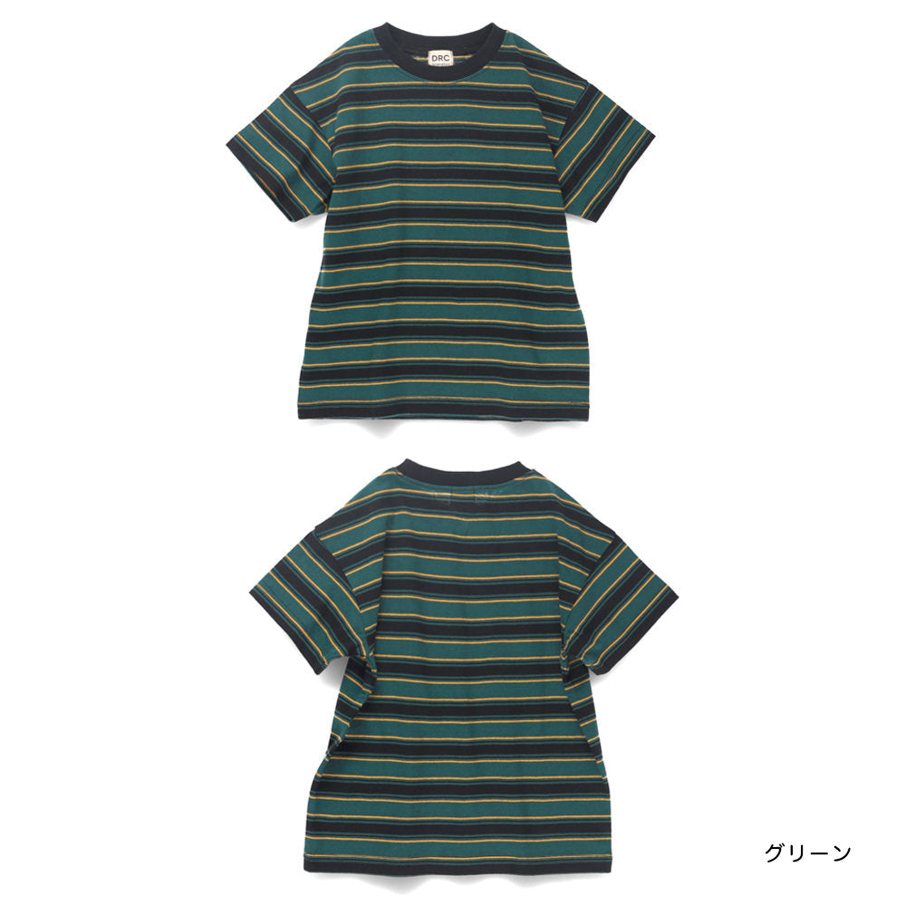 Japanese Branches Striped Short-Sleeved Tops (100-150cm) for Boys (Summer)