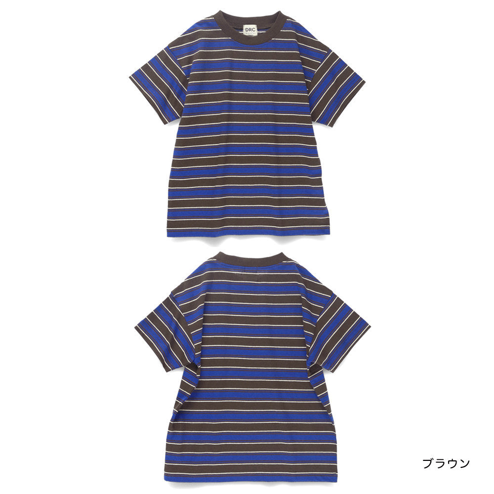 Japanese Branches Striped Short-Sleeved Tops (100-150cm) for Boys (Summer)