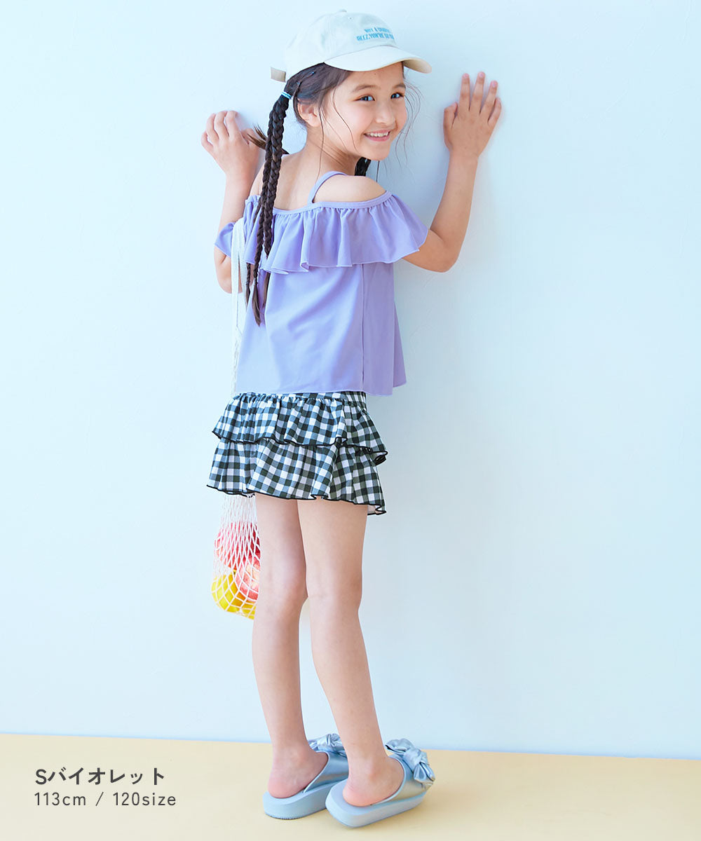 Japanese children's clothing dev!rock UV protection two-piece swimsuit set 100-160cm girls summer swimsuit special edition