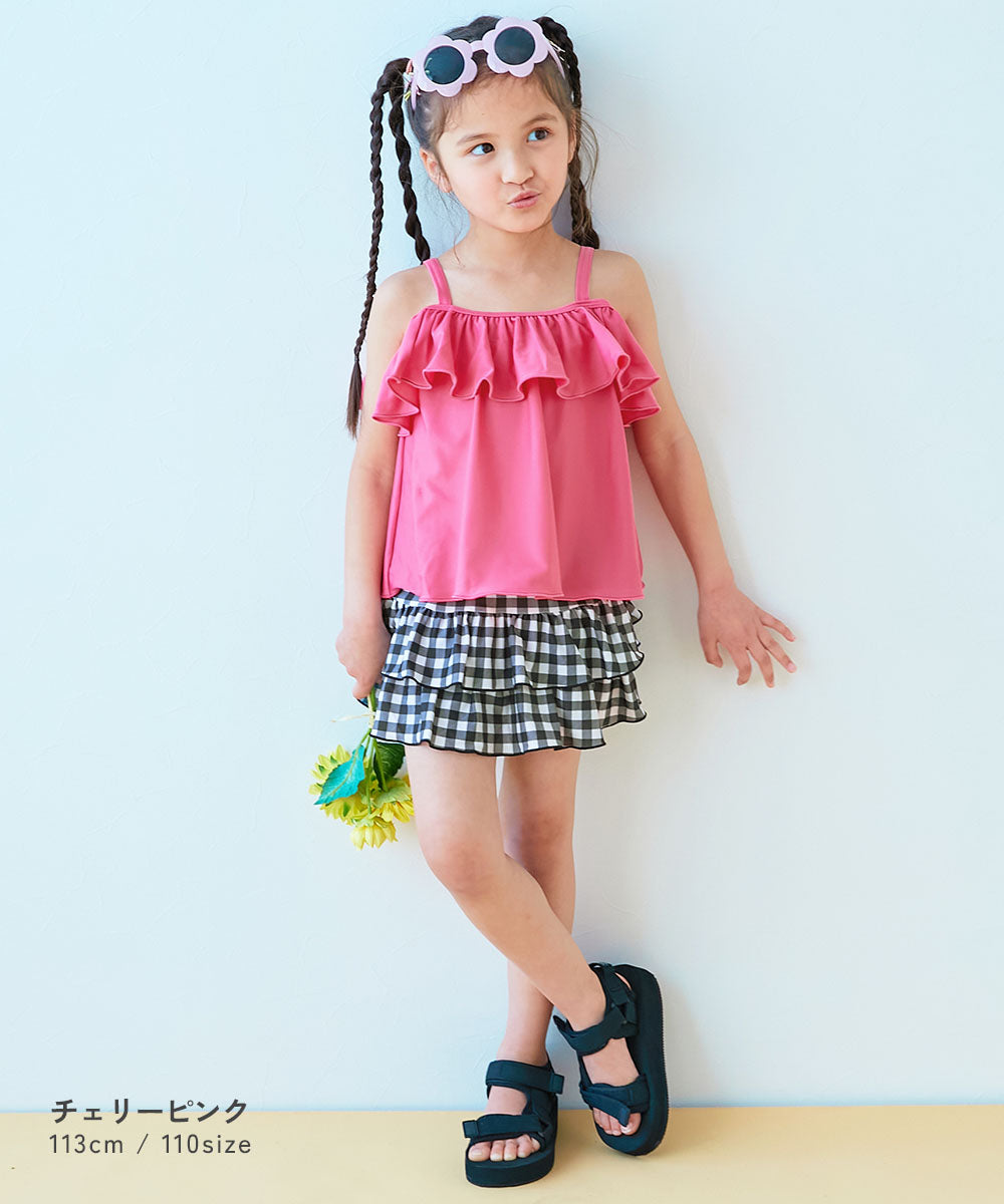 Japanese children's clothing dev!rock UV protection two-piece swimsuit set 100-160cm girls summer swimsuit special edition