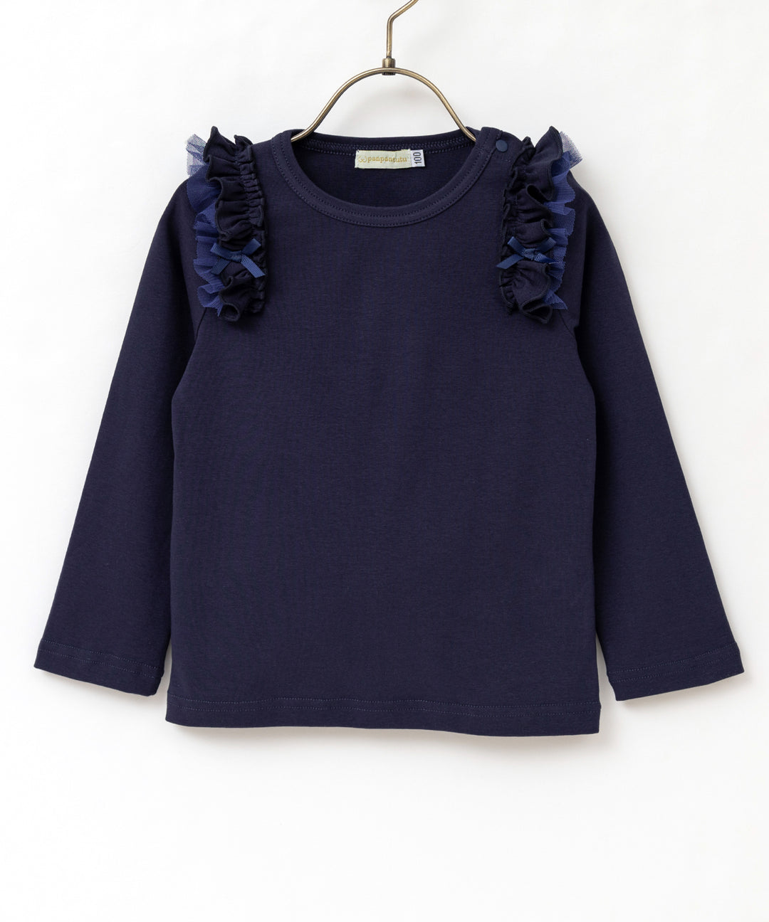 Japanese children's clothing panpantutu ruffle shoulder top 80-150cm girls summer TOPS
