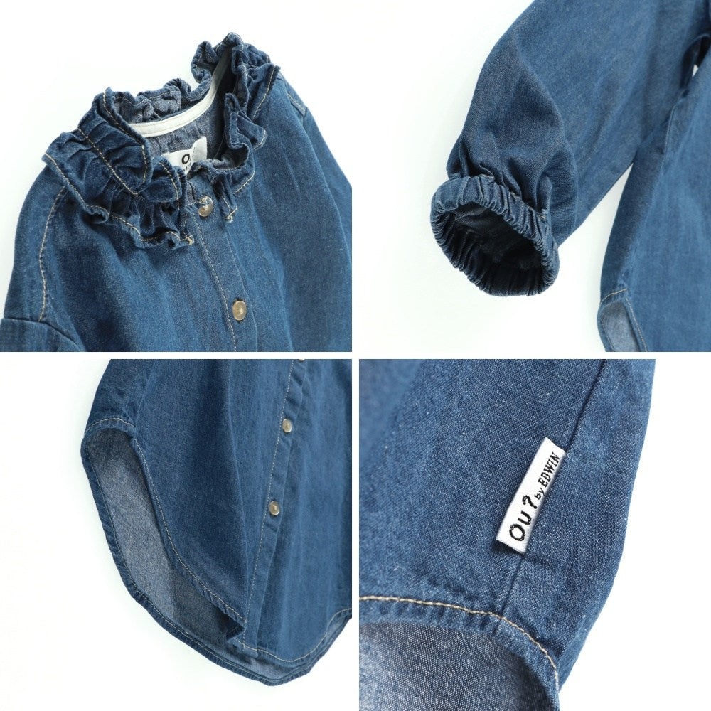 日本童裝 Branshes x Ou? by EDWIN 花邊領牛仔襯衫 90-150cm 女童款 秋季 TOPS