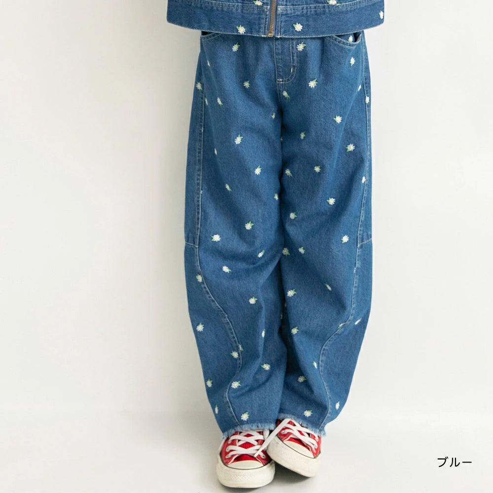 日本童裝 Branshes x Ou? by EDWIN 花卉刺繡牛仔褲 90-150cm 女童款 秋季 PANTS
