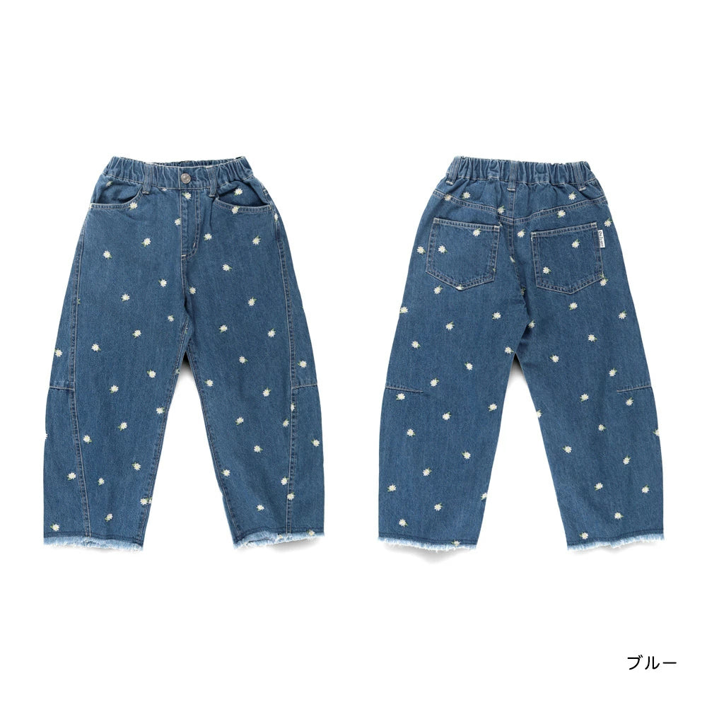 日本童裝 Branshes x Ou? by EDWIN 花卉刺繡牛仔褲 90-150cm 女童款 秋季 PANTS