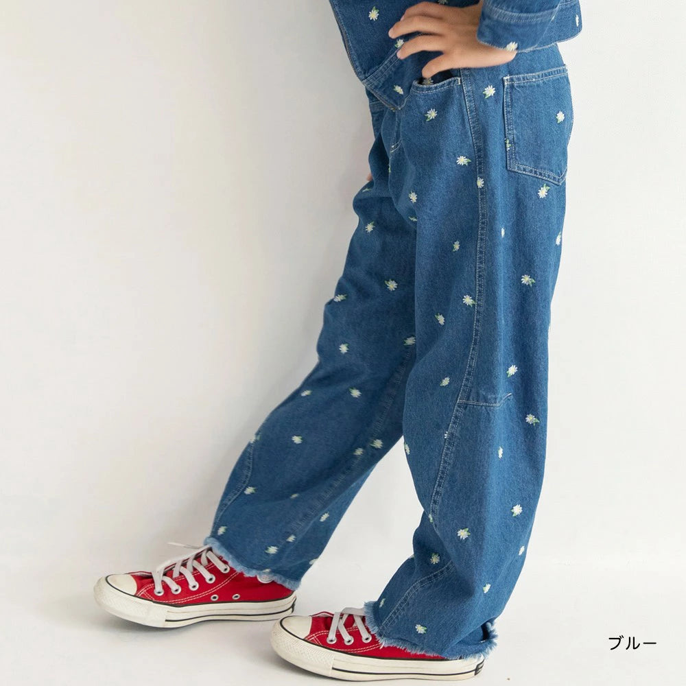 日本童裝 Branshes x Ou? by EDWIN 花卉刺繡牛仔褲 90-150cm 女童款 秋季 PANTS