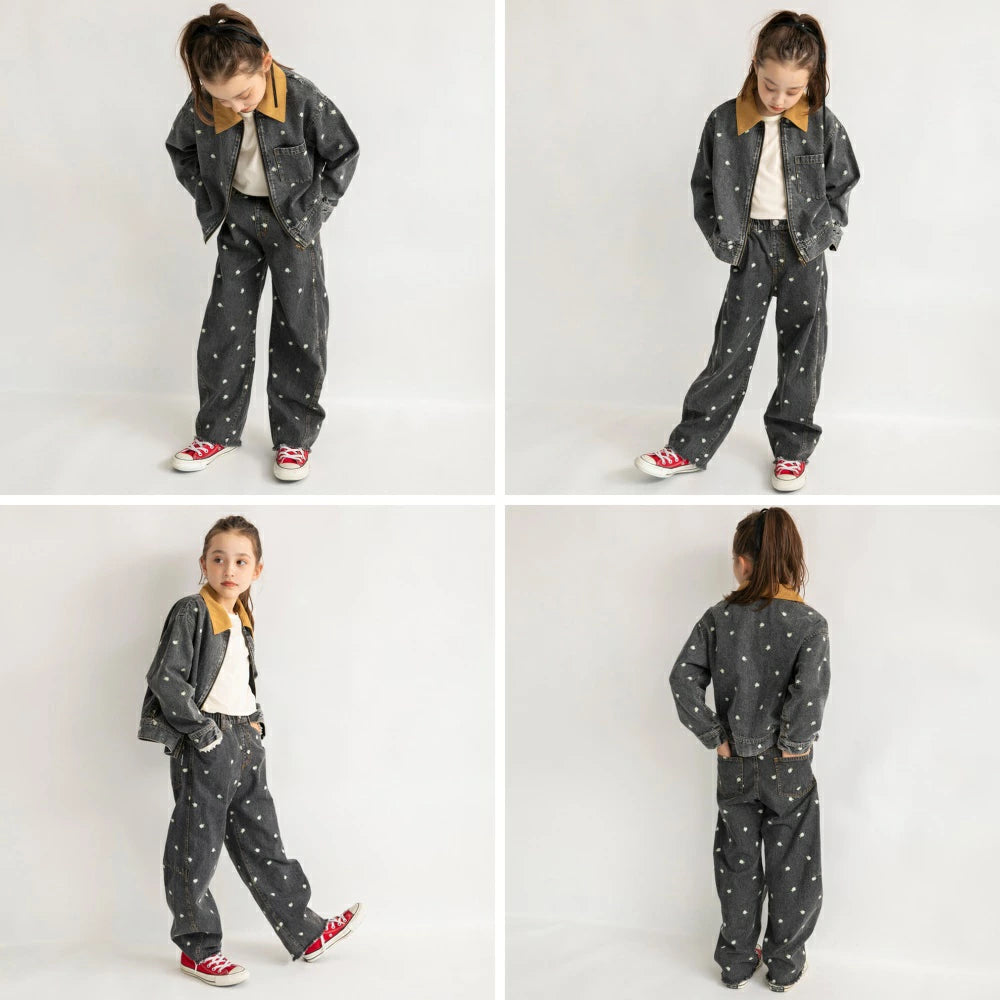 日本童裝 Branshes x Ou? by EDWIN 花卉刺繡牛仔褲 90-150cm 女童款 秋季 PANTS