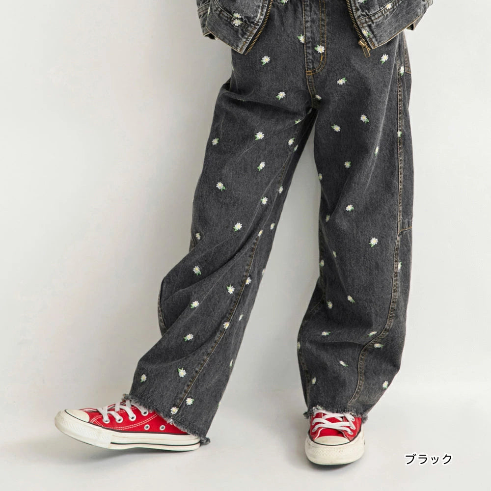 日本童裝 Branshes x Ou? by EDWIN 花卉刺繡牛仔褲 90-150cm 女童款 秋季 PANTS