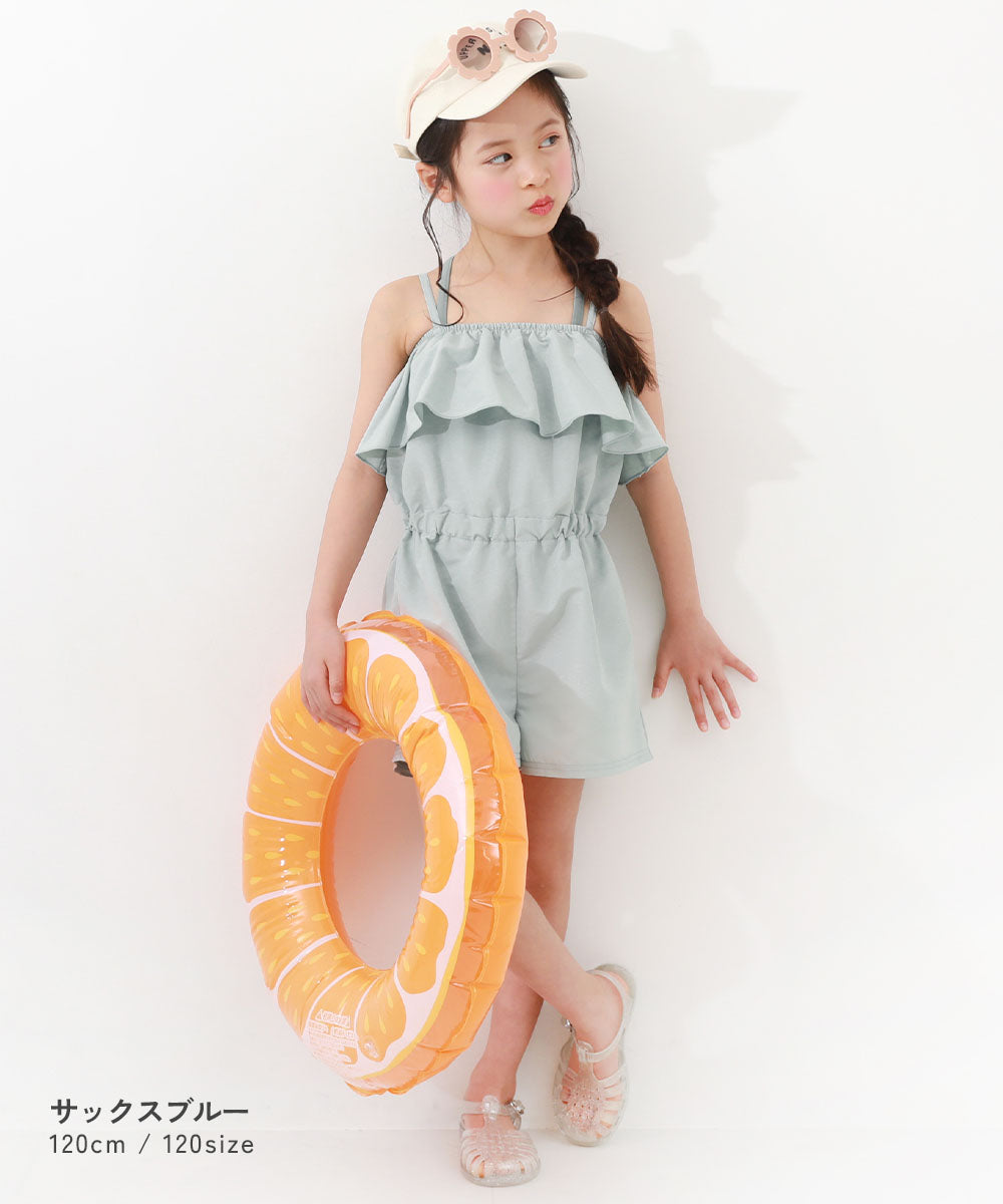 Japanese dev!rock UV-blocking two-piece swimsuit and jumpsuit (100-160cm) for girls. Summer TOPS, PANTS, and jumpsuits. Summer swimsuit collection.