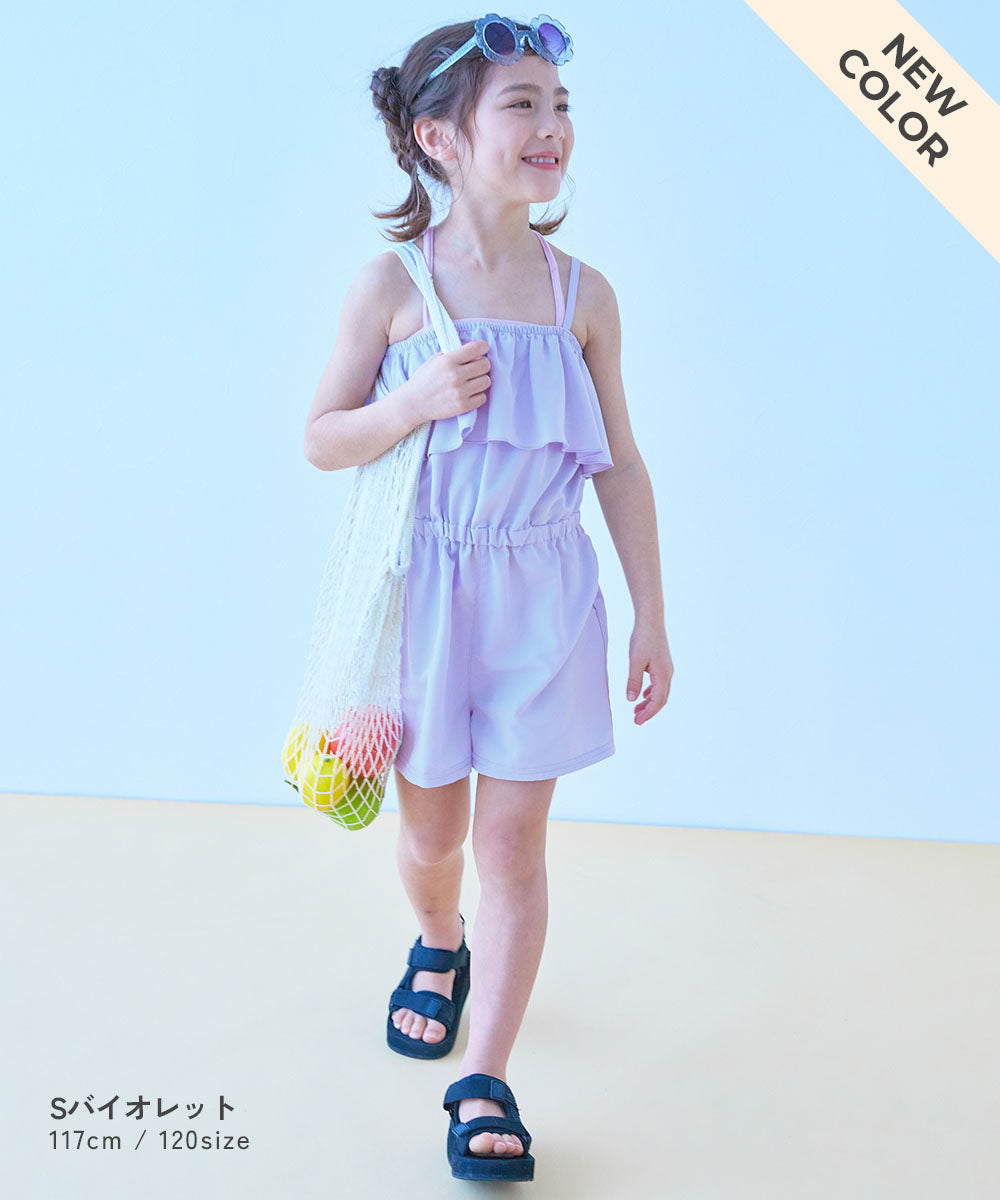 Japanese dev!rock UV-blocking two-piece swimsuit and jumpsuit (100-160cm) for girls. Summer TOPS, PANTS, and jumpsuits. Summer swimsuit collection.