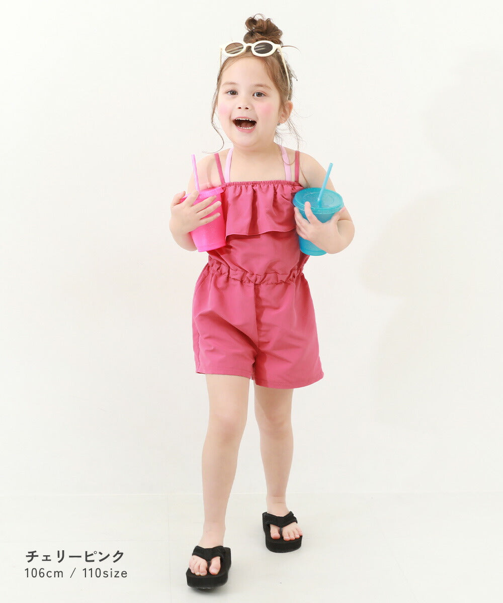 Japanese dev!rock UV-blocking two-piece swimsuit and jumpsuit (100-160cm) for girls. Summer TOPS, PANTS, and jumpsuits. Summer swimsuit collection.