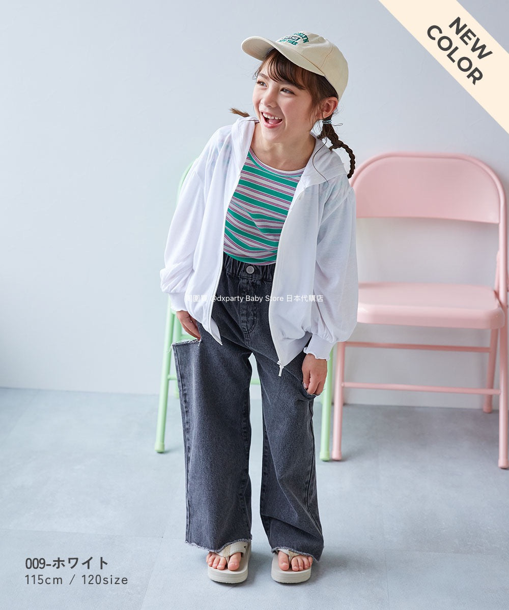 Japanese children's clothing dev!rock UV protection thin loose fungus sleeve hooded jacket 100-160cm girls spring and summer OUTERWEAR