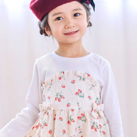 日本童裝 SLAP SLIP 士多啤梨印花蕾絲連身裙 80-130cm 女童款 秋季 DRESSES