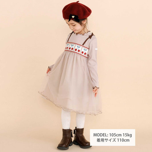 日本童裝 SLAP SLIP 鉤編薄紗羅紋連身裙 80-130cm 女童款 冬季 DRESSES