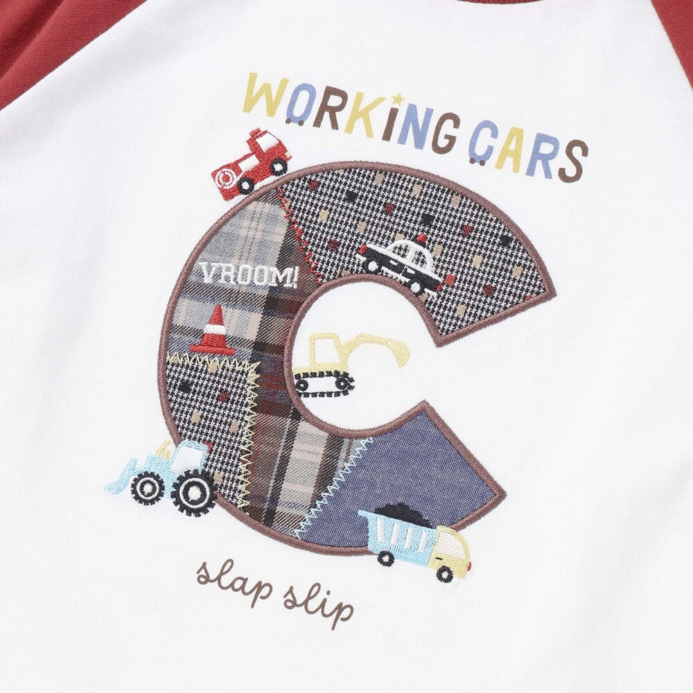 日本童裝 SLAP SLIP 刺繡Logo貼片上衣 80-130cm 男童款 秋季 TOPS 聖誕紅/新年紅