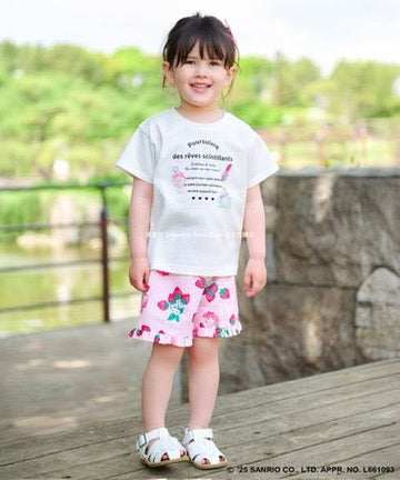 Japanese children's clothing aF#a325 x Sanrio Jinbei Japanese Kimono 90-130cm Girls Summer TOPS PANTS Japanese Summer Festival Special