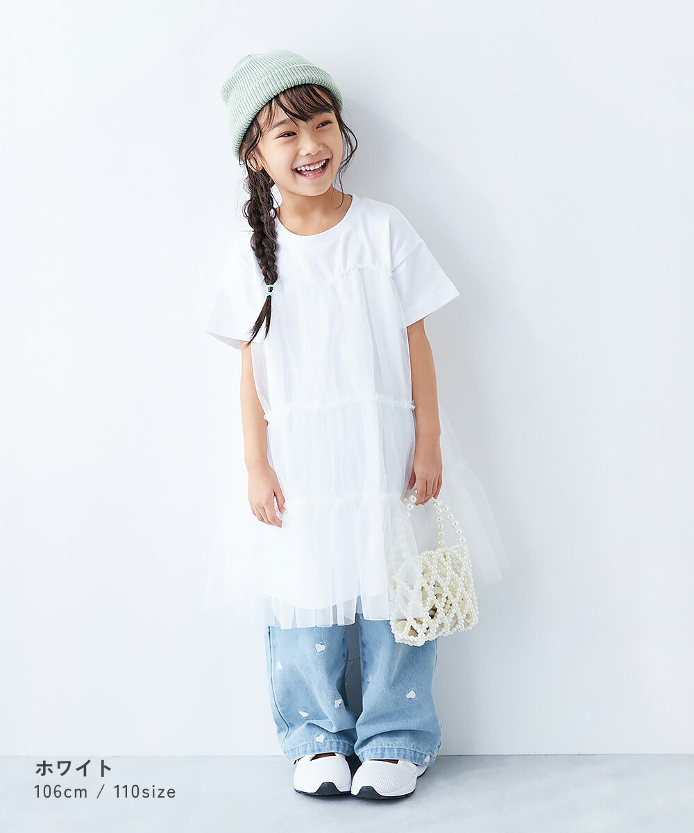 日本童裝 dev!rock 薄紗拼接連身裙 100-160cm 女童款 夏季 DRESSES