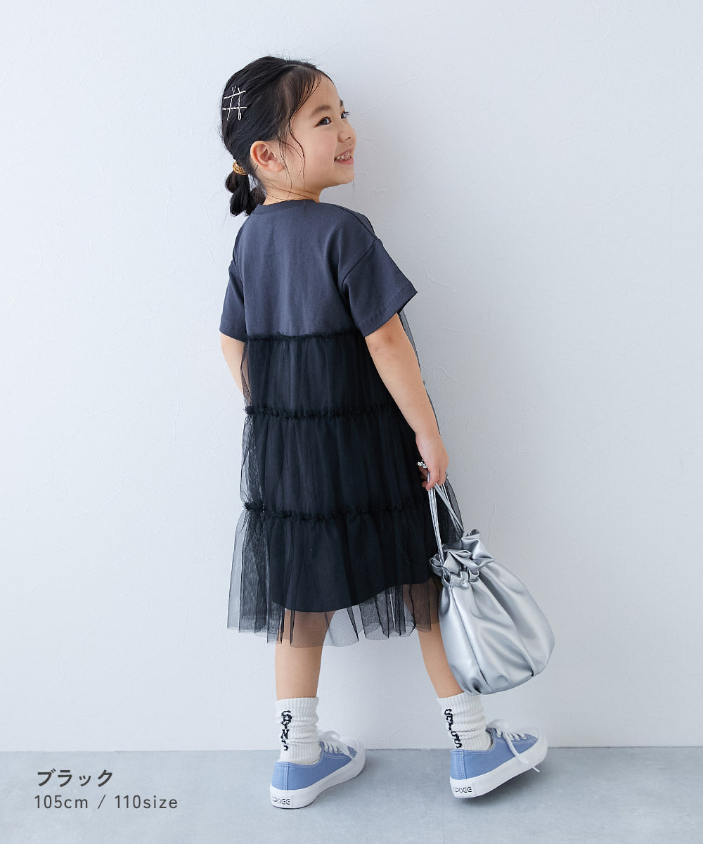 日本童裝 dev!rock 薄紗拼接連身裙 100-160cm 女童款 夏季 DRESSES