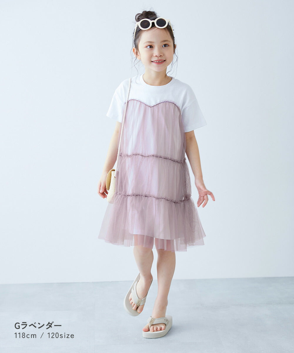 日本童裝 dev!rock 薄紗拼接連身裙 100-160cm 女童款 夏季 DRESSES