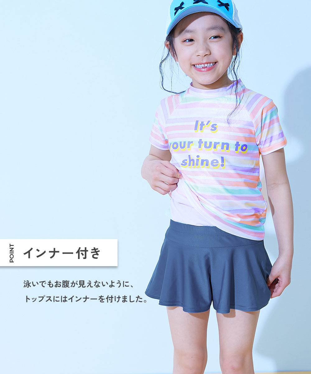 Japanese children's clothing dev!rock UV protection two-piece swimsuit set 100-160cm girls summer swimsuit special edition