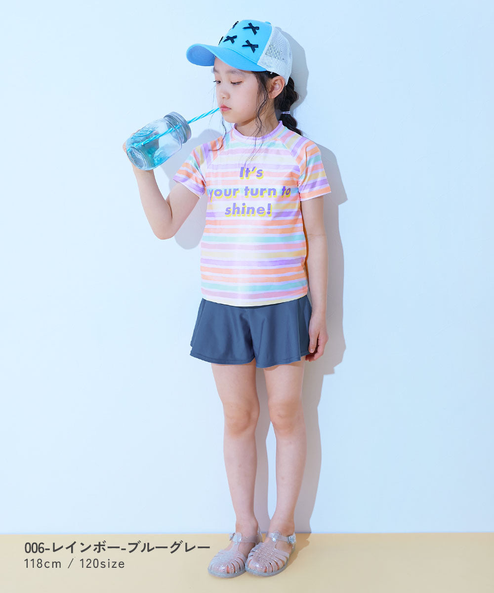 Japanese children's clothing dev!rock UV protection two-piece swimsuit set 100-160cm girls summer swimsuit special edition