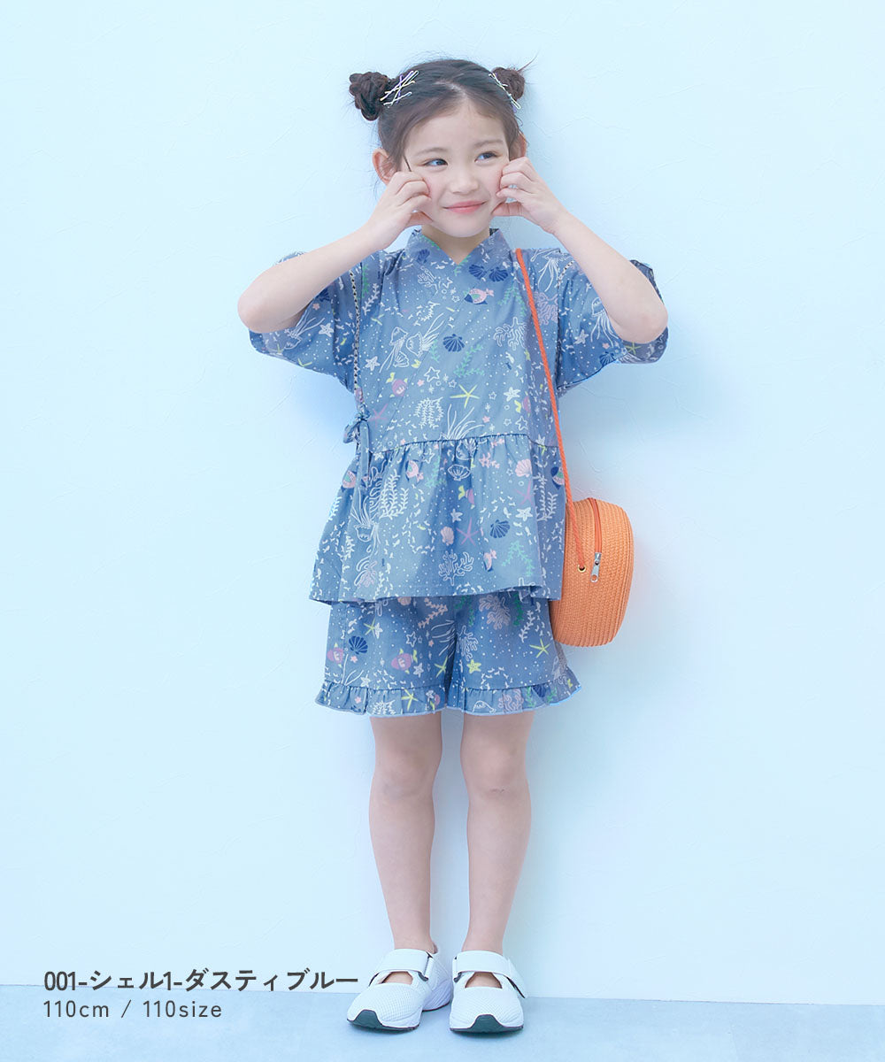 Japanese children's clothing dev!rock Jinbei Japanese Kimono 90-160cm Girls Summer TOPS PANTS Japanese Summer Festival Special