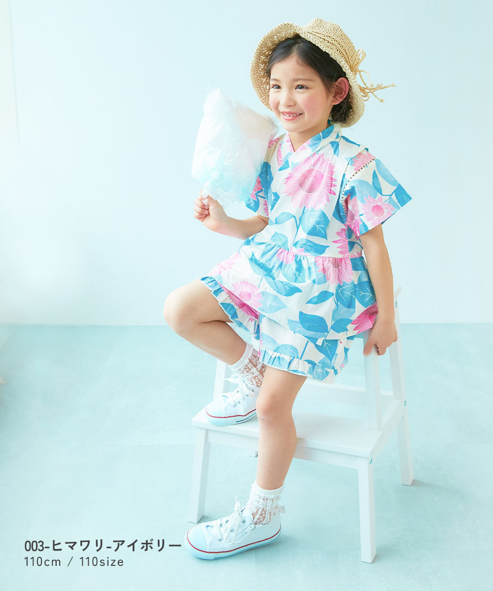 Japanese children's clothing dev!rock Jinbei Japanese Kimono 90-160cm Girls Summer TOPS PANTS Japanese Summer Festival Special