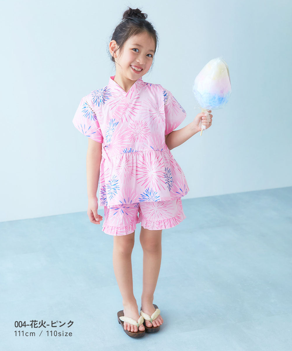 Japanese children's clothing dev!rock Jinbei Japanese Kimono 90-160cm Girls Summer TOPS PANTS Japanese Summer Festival Special