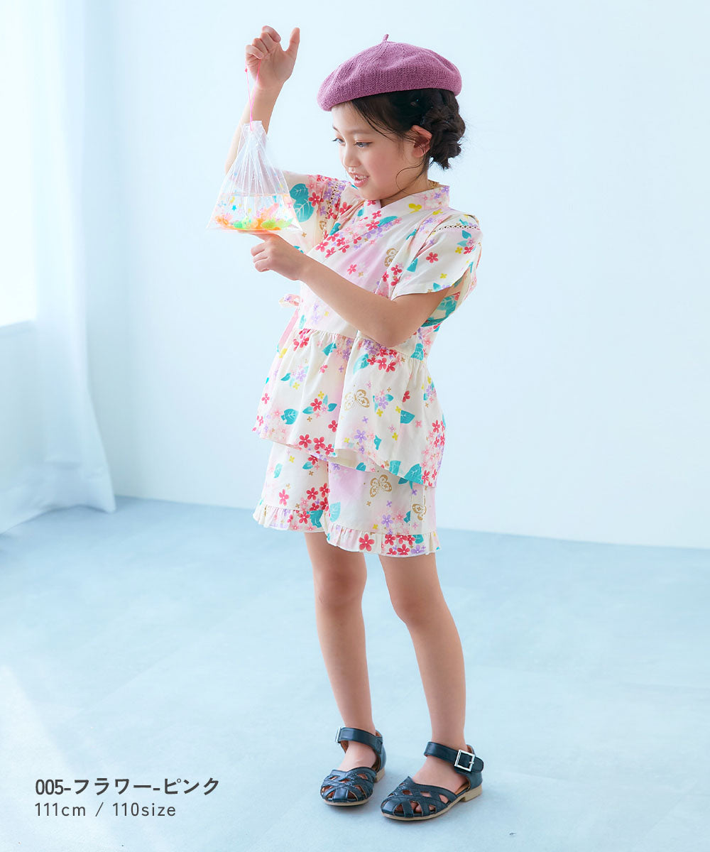 Japanese children's clothing dev!rock Jinbei Japanese Kimono 90-160cm Girls Summer TOPS PANTS Japanese Summer Festival Special
