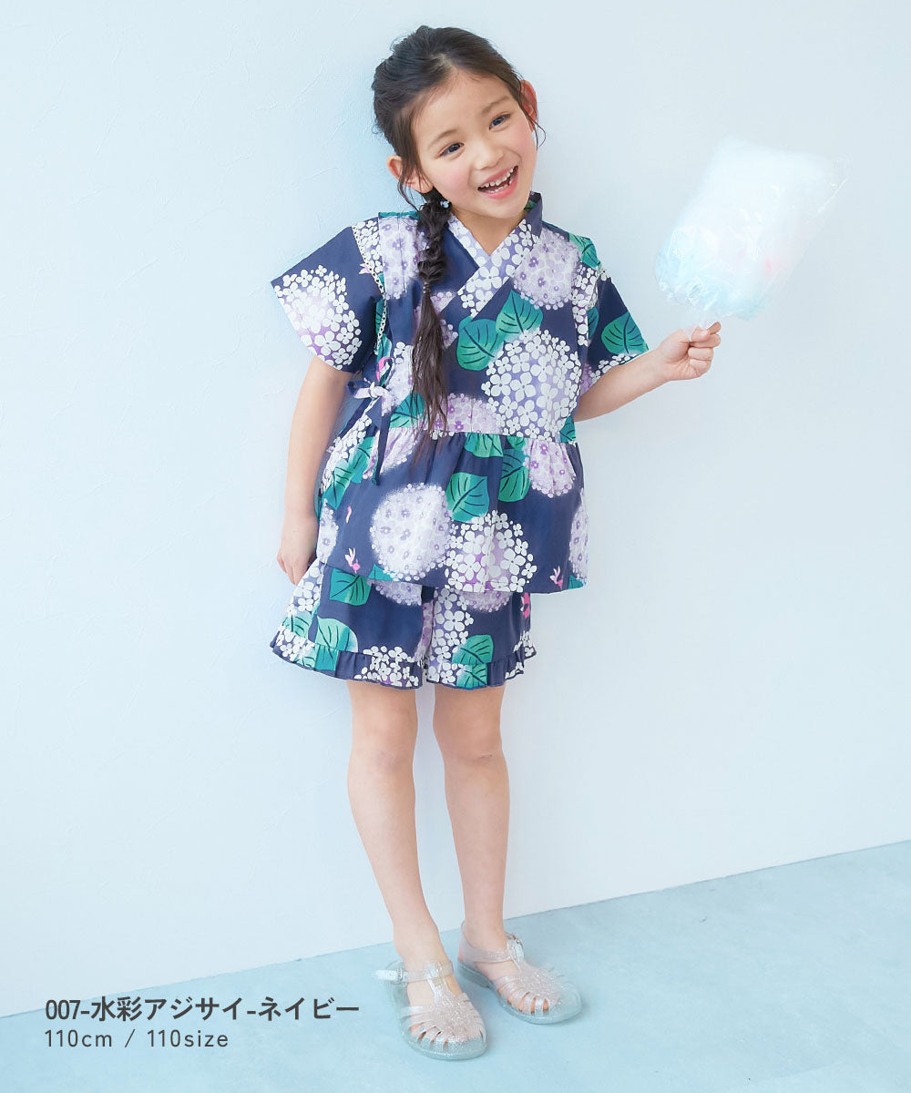 Japanese children's clothing dev!rock Jinbei Japanese Kimono 90-160cm Girls Summer TOPS PANTS Japanese Summer Festival Special