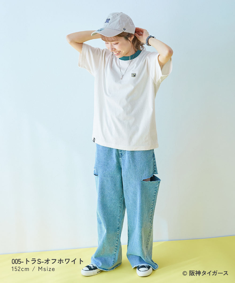 Japanese dev!rock x Hanshin Tigers parent-child embroidered short-sleeved top (M-LL adult summer tops)